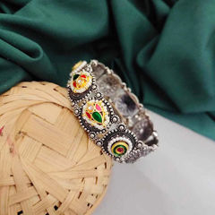 Gold Rodium Polish Multicolor color Bracelet in Brass studded with CZ Diamond
