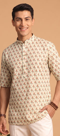 White and Off White color Kurta in Cotton fabric with Digital Print work