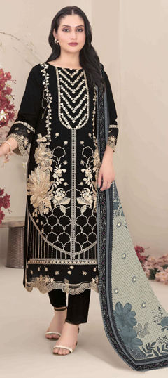 Black and Grey color Salwar Kameez in Georgette fabric with Embroidered, Sequence work