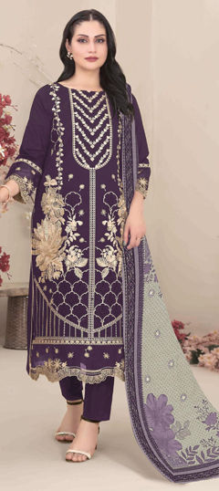 Purple and Violet color Salwar Kameez in Georgette fabric with Embroidered, Sequence work