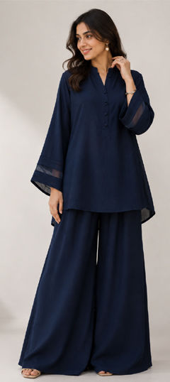 Blue color Salwar Kameez in Georgette fabric with Lace work