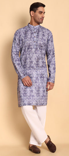 Purple and Violet color Kurta Pyjamas in Cotton fabric with Printed work