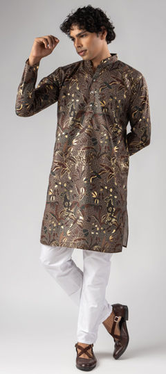 Multicolor color Kurta Pyjamas in Viscose fabric with Foil Print work