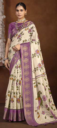 Purple and Violet color Saree in Silk fabric with Weaving work
