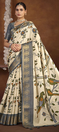 Blue color Saree in Silk fabric with Weaving work