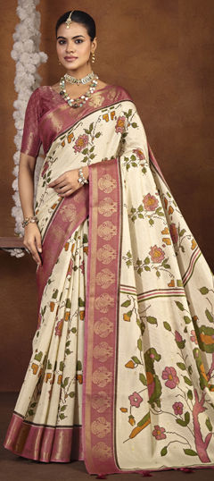 Purple and Violet color Saree in Silk fabric with Weaving work