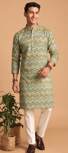 Multicolor color Kurta Pyjamas in Cotton fabric with Digital Print work