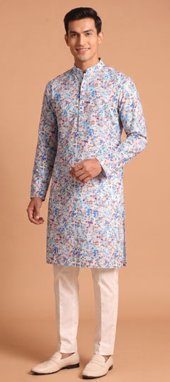 Multicolor color Kurta Pyjamas in Cotton fabric with Digital Print work