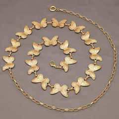Gold Rodium Polish Gold color Waist Chain in Brass studded with Artificial