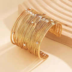 Gold Rodium Polish Gold color Bangles in Brass studded with Artificial
