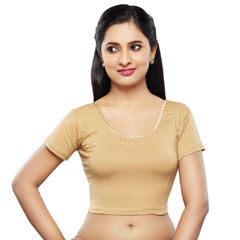 Gold color Blouse in Lycra fabric with Thread work