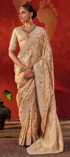 White and Off White color Saree in Viscose fabric with Embroidered, Lace, Printed, Sequence, Zari work