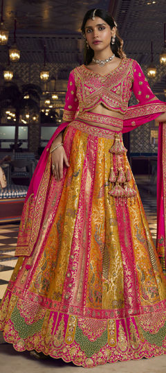 Multicolor color Lehenga in Banarasi Silk fabric with Embroidered, Resham, Sequence, Stone, Zari work