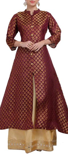 Purple and Violet color Long Lehenga Choli in Chanderi Silk fabric with Lace work