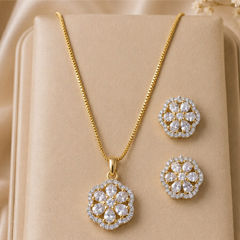 Gold Rodium Polish White and Off White color Pendant in Metal Alloy studded with Austrian diamond