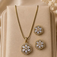 Gold Rodium Polish White and Off White color Pendant in Metal Alloy studded with Austrian diamond