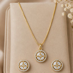 Gold Rodium Polish White and Off White color Pendant in Metal Alloy studded with Austrian diamond