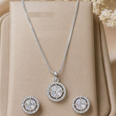 Gold Rodium Polish White and Off White color Pendant in Metal Alloy studded with Austrian diamond