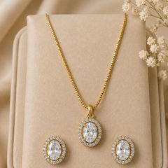 Gold Rodium Polish White and Off White color Pendant in Metal Alloy studded with Austrian diamond