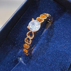 Gold Rodium Polish White and Off White color Ring in Copper studded with CZ Diamond