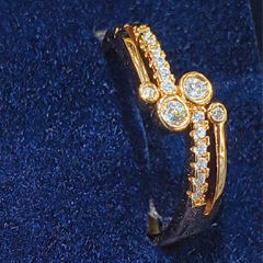 Gold Rodium Polish White and Off White color Ring in Copper studded with CZ Diamond