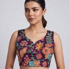 Purple and Violet color Blouse in Viscose fabric with Embroidered, Sequence work