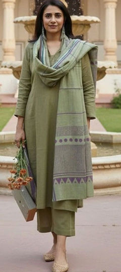 Green color Salwar Kameez in Rayon fabric with Printed work