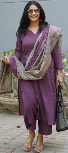 Purple and Violet color Salwar Kameez in Rayon fabric with Printed work