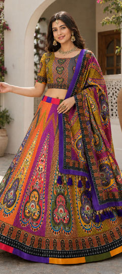 Multicolor color Lehenga in Cotton fabric with Printed work