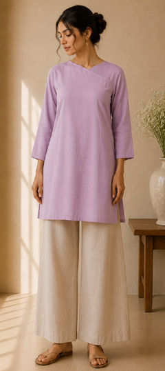 Purple and Violet color Salwar Kameez in Cotton fabric with Thread work