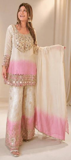 Multicolor color Salwar Kameez in Georgette fabric with Embroidered, Lace, Sequence work
