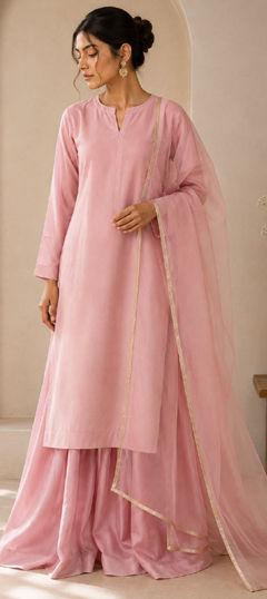 Pink and Majenta color Salwar Kameez in Cotton fabric with Gota Patti work