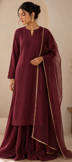 Purple and Violet color Salwar Kameez in Cotton fabric with Gota Patti work