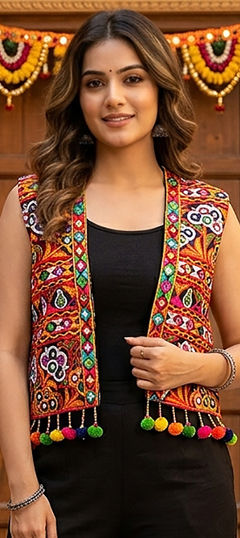 Black and Grey color Tops and Shirts in Cotton fabric with Embroidered, Mirror, Thread work