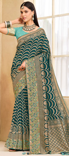 Blue color Saree in Silk fabric with Weaving work