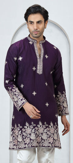 Purple and Violet color Kurta in Art Silk fabric with Embroidered work