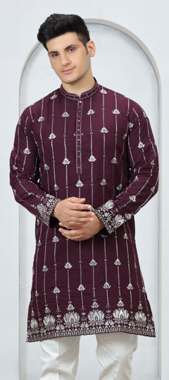 Pink and Majenta color Kurta in Art Silk fabric with Embroidered work