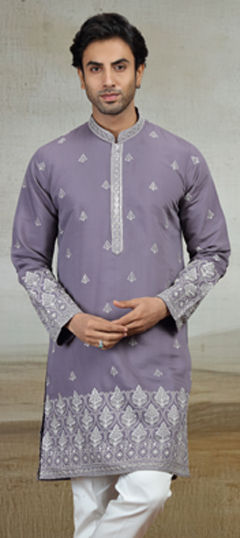 Purple and Violet color Kurta in Art Silk fabric with Embroidered work