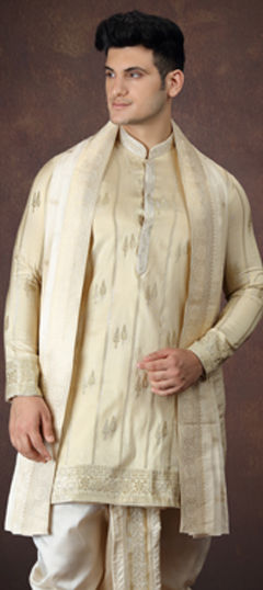 Gold color Kurta in Jacquard fabric with Weaving work