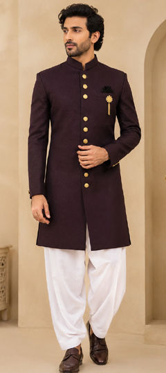 Purple and Violet color IndoWestern Dress in Rayon fabric with Broches work