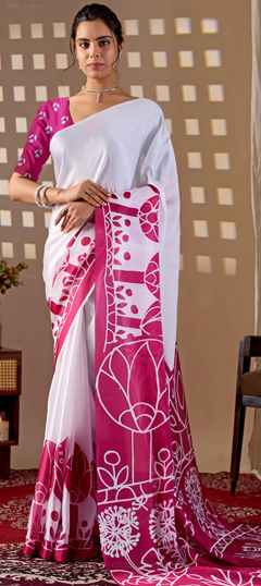 Multicolor color Saree in Georgette, Satin Silk fabric with Printed work