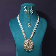 Gold Rodium Polish Multicolor color Necklace in Metal Alloy studded with CZ Diamond