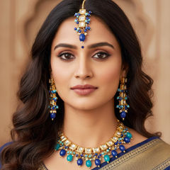 Gold Rodium Polish Multicolor color Necklace in Brass studded with CZ Diamond, Pearl