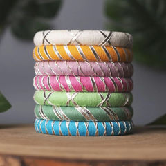 Enamel Multicolor color Bangles in Metal Alloy studded with Beads