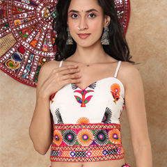 White and Off White color Blouse in Georgette fabric with Embroidered work