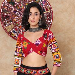 Red and Maroon color Blouse in Georgette fabric with Embroidered work