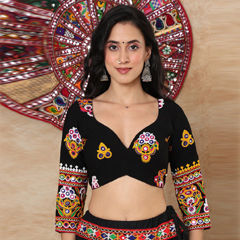 Black and Grey color Blouse in Georgette fabric with Embroidered work