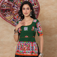 Green color Blouse in Georgette fabric with Embroidered work