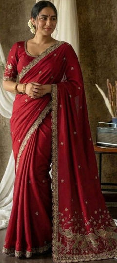 Pink and Majenta color Saree in Art Silk fabric with Embroidered work