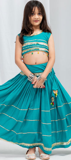 Blue color Kids Lehenga in Rayon fabric with Lace work